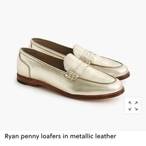 J CREW Metallic Gold Ryan Academy Loafers